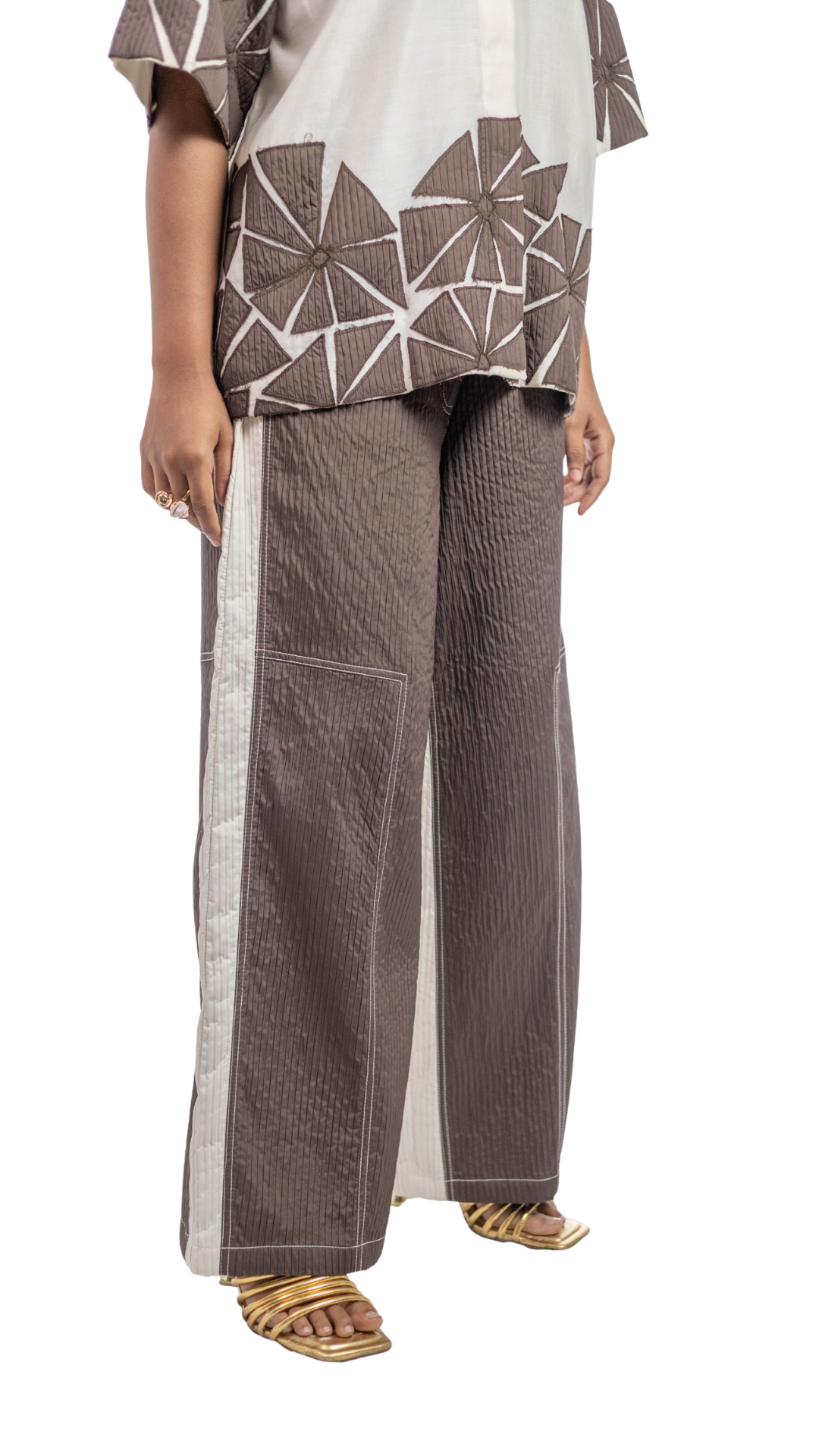 STRUCTURED FLORA SHIRT WITH PANELLED PANTS