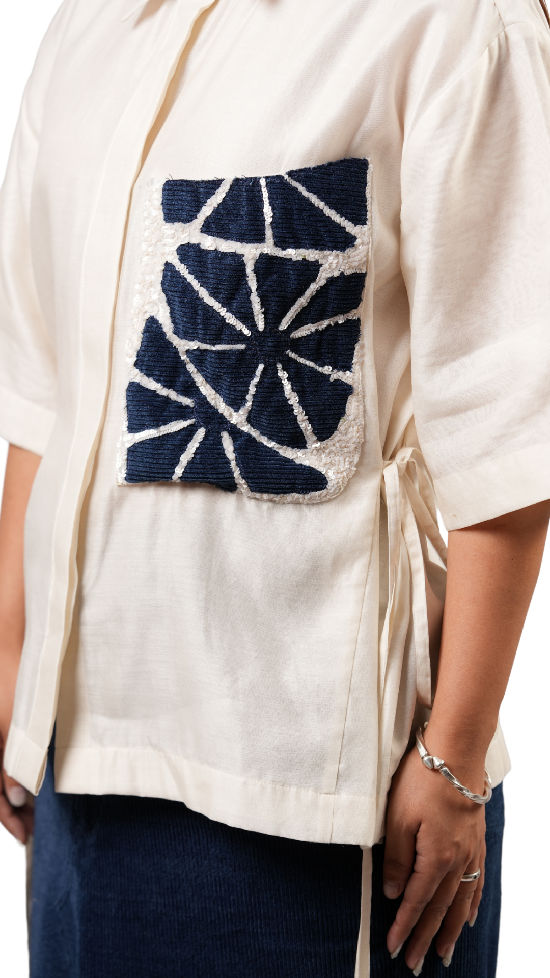 DENIM ORBIT SHIRT WITH DENIM SLIT SKIRT