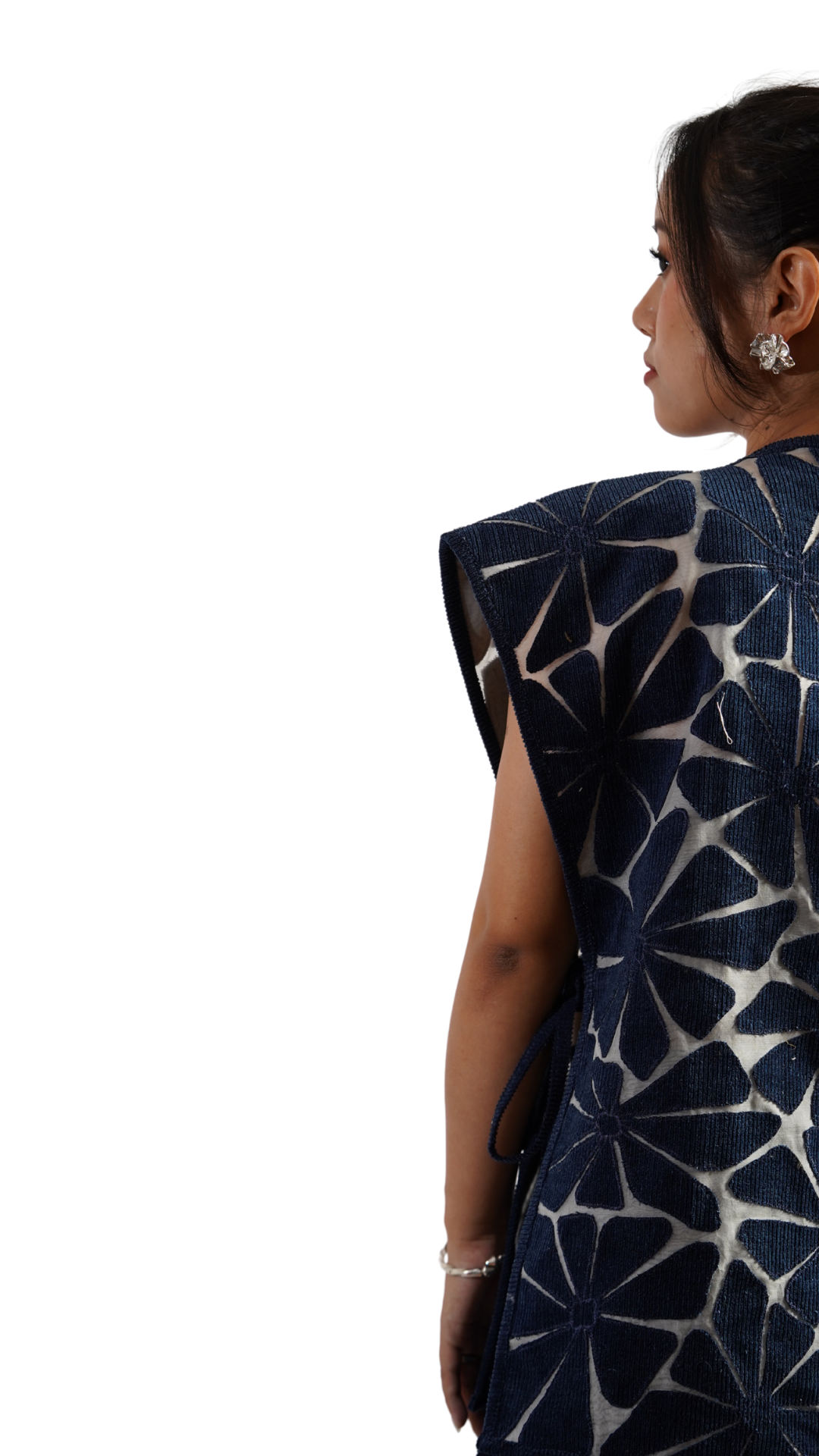 DENIM SURFACE TOP WITH SLIT SKIRT