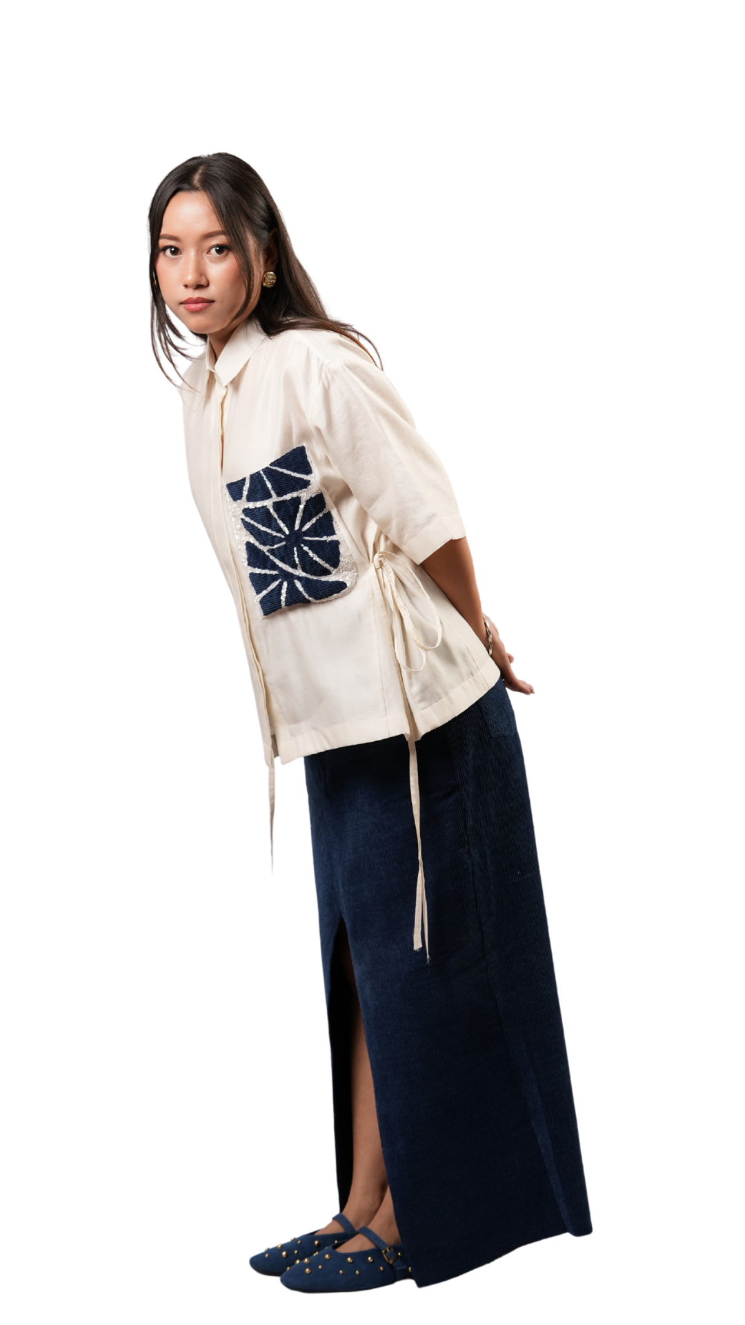 DENIM ORBIT SHIRT WITH DENIM SLIT SKIRT