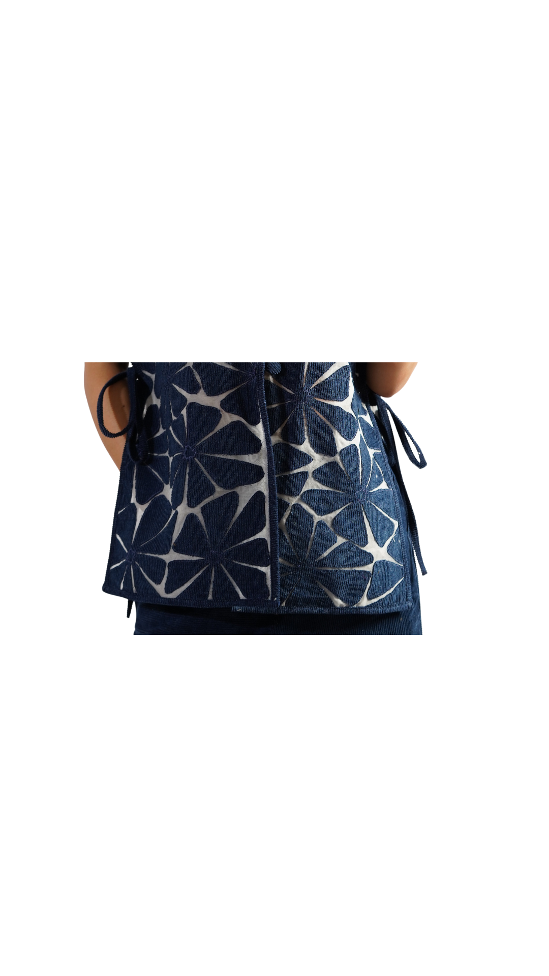 DENIM SURFACE TOP WITH SLIT SKIRT