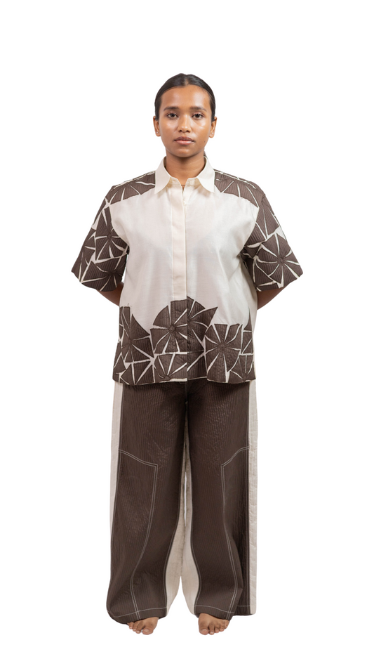 STRUCTURED FLORA SHIRT  WITH PANELLED PANTS