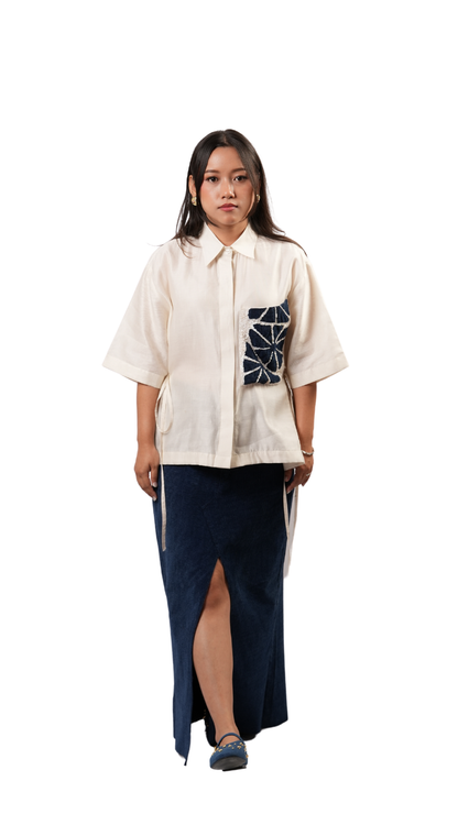 DENIM ORBIT SHIRT WITH DENIM SLIT SKIRT